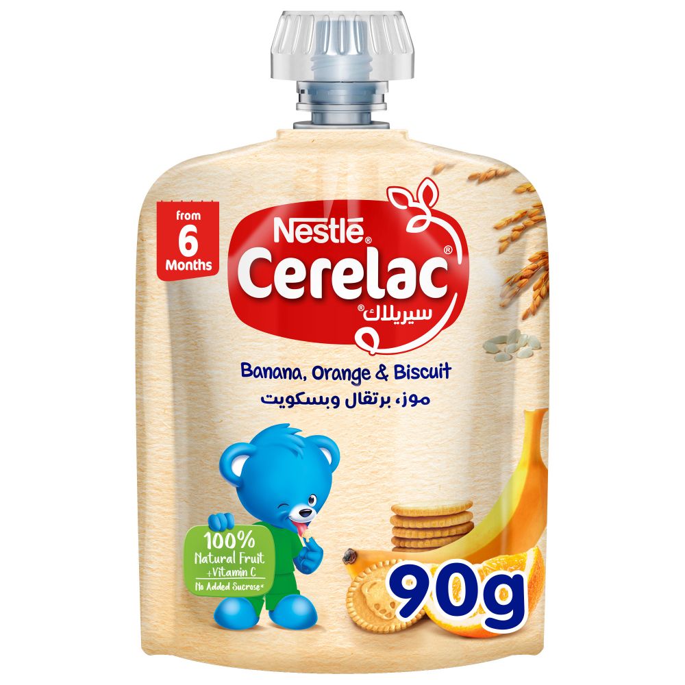 Nestle Cerelac - Banana Orange & Biscuit Puree Pouch - 90g