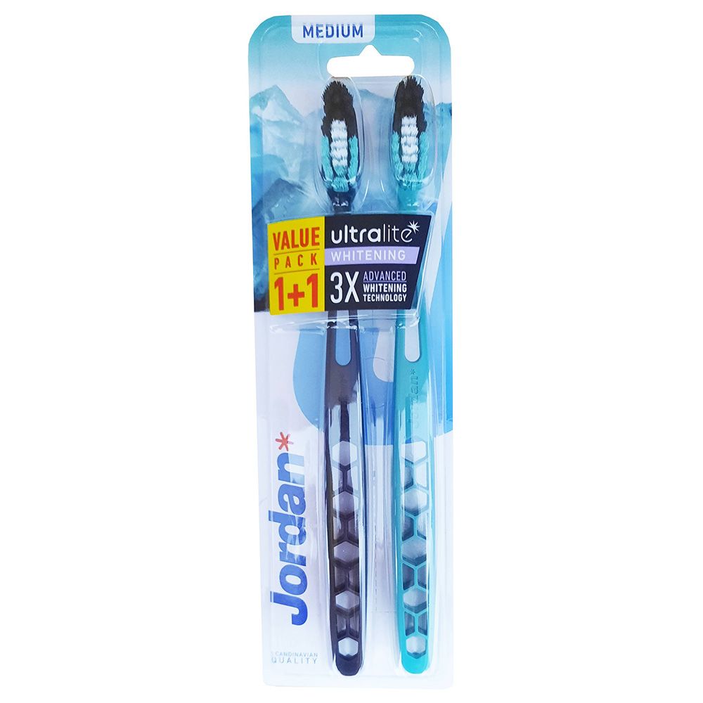 Jordan - Ultralite Whitening Medium Toothbrush - Pack of 2 - Color May Vary