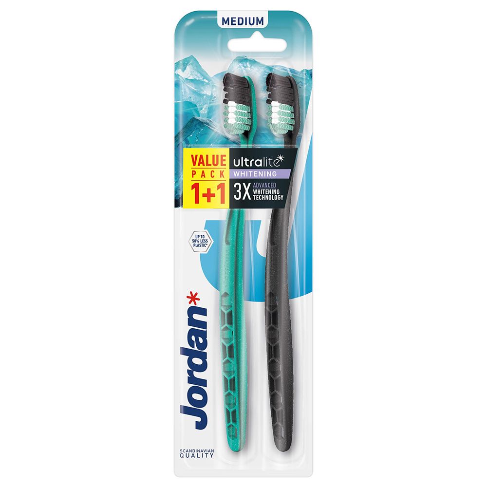 Jordan - Ultralite Whitening Medium Toothbrush - Pack of 2 - Color May Vary