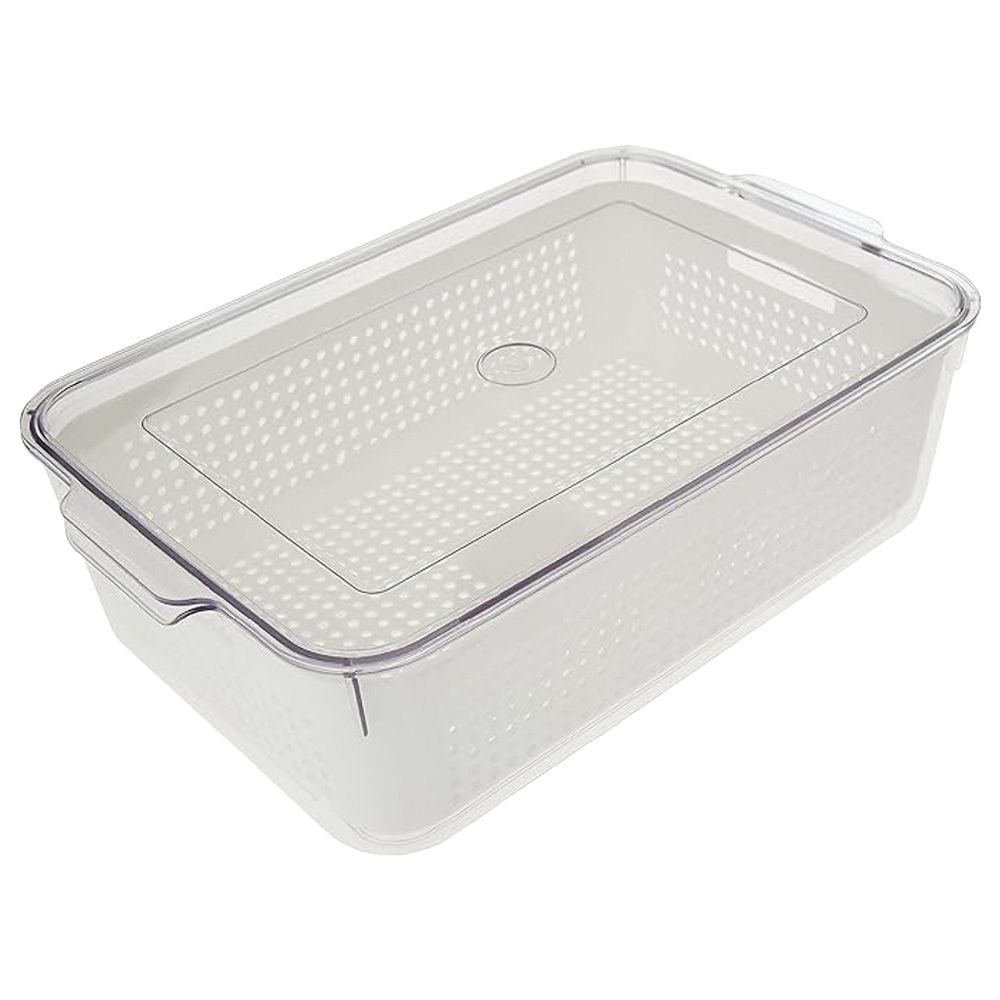 Homesmiths - Fridge Organizer Clear w/ Inner Basket White