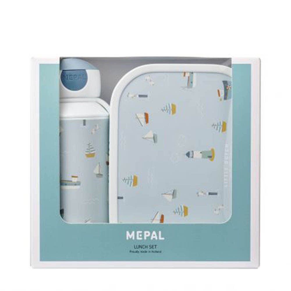 Mepal - Pop Up Water Bottle And Sailors Bay Lunch Box - Blue - 2Pcs