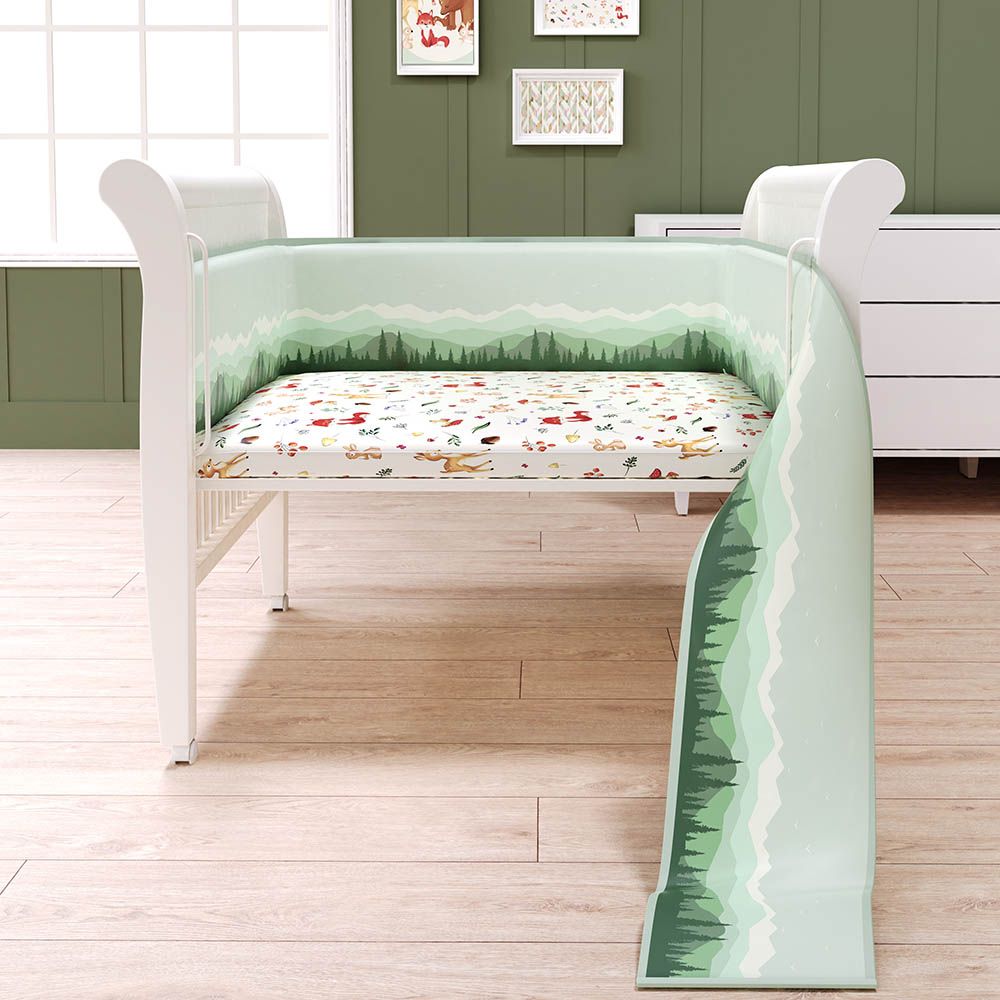 Fancy Fluff - Organic Baby Cot Bedding Set - 7pcs - Woodland