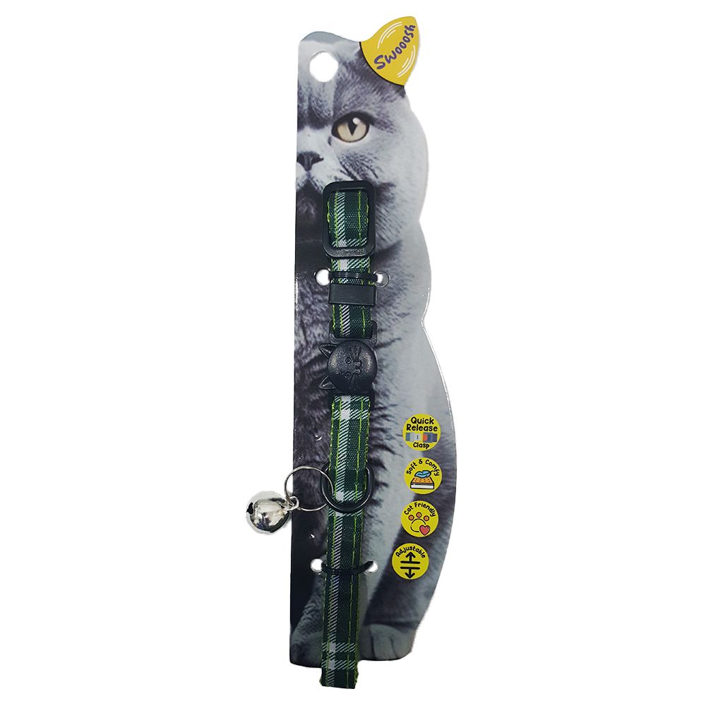 Nutrapet - Swooosh Bright And Beautiful Grid Cat Collar - Green