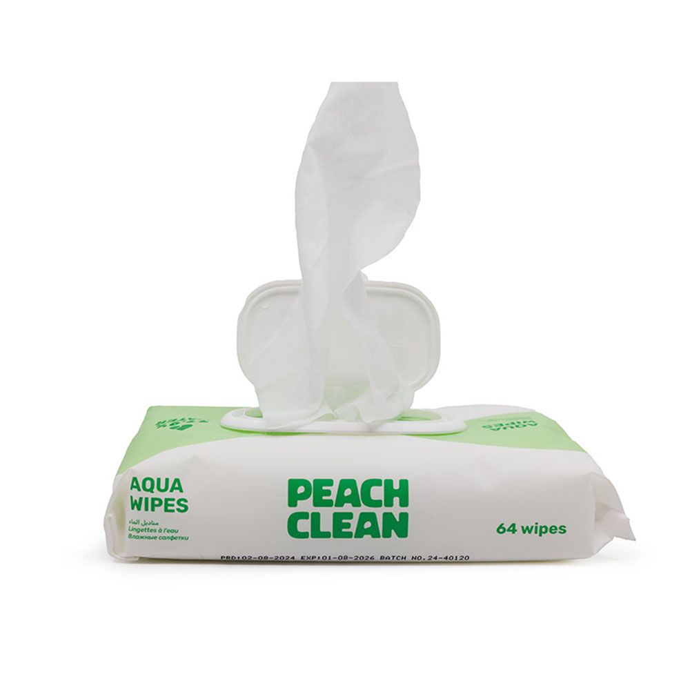 Peach Clean - Aqua Wipes - Pack of 12 - 768 Wipes