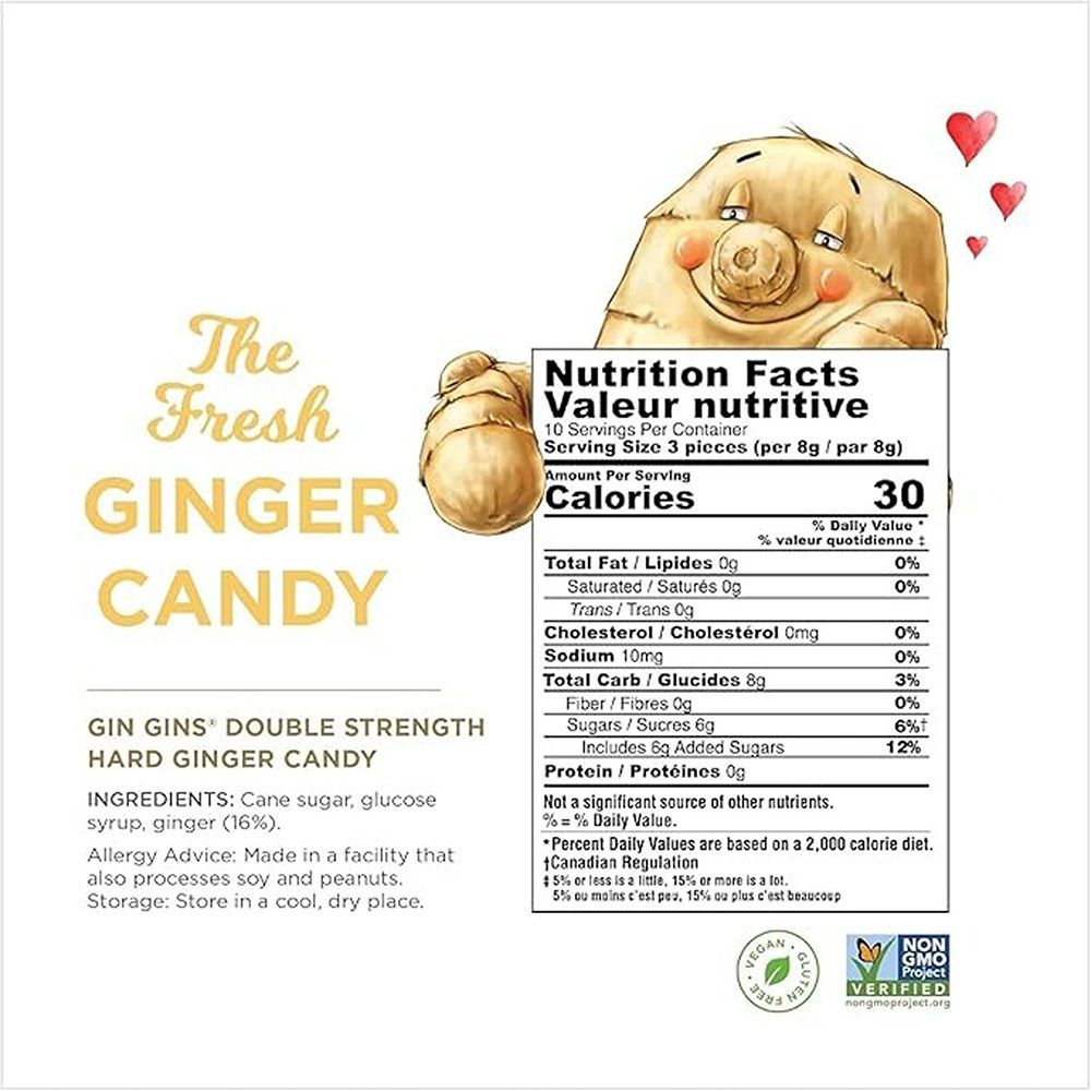 The Ginger People - Gin Gins Hard Ginger Candy Double Strength - 60 gm