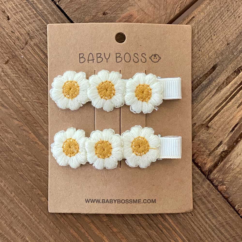 Baby Boss - Kids Hair Clip Flower - White