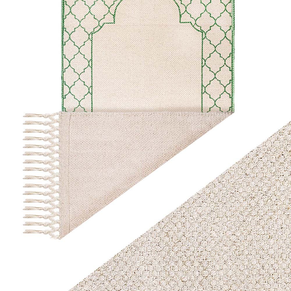 Khamsa - Arabic Style Akhdar Prayer Mat For Adult 100% Cotton - Green