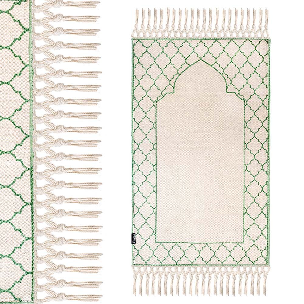 Khamsa - Arabic Style Akhdar Prayer Mat For Adult 100% Cotton - Green