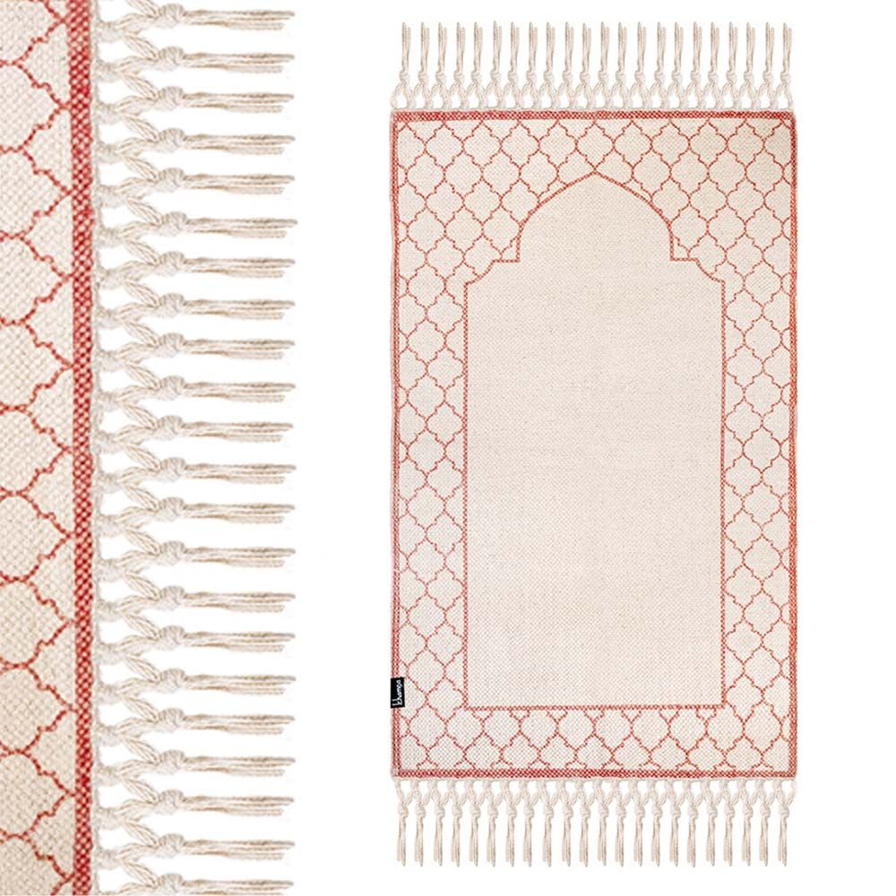 Khamsa - Arabic Style Zahri Prayer Mat For Adult 100% Cotton - Pink