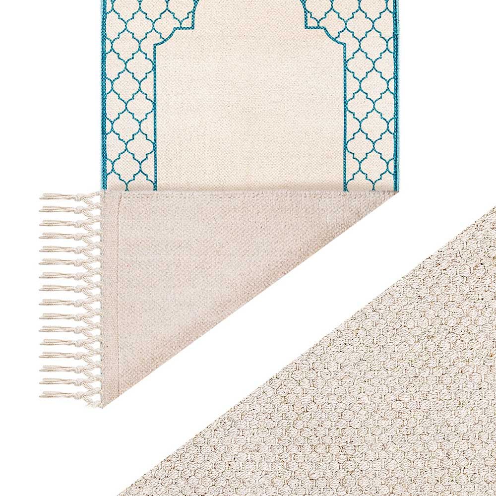 Khamsa - Arabic Style Azraq Prayer Mat For Adult 100% Cotton - Grey