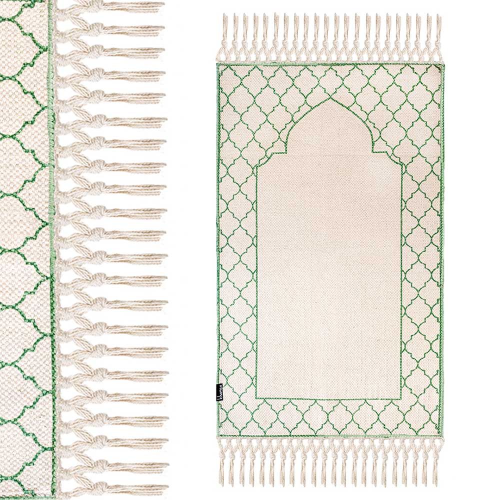 Khamsa - Arabic Style akhdar Prayer Mat for Children 100% Cotton - green