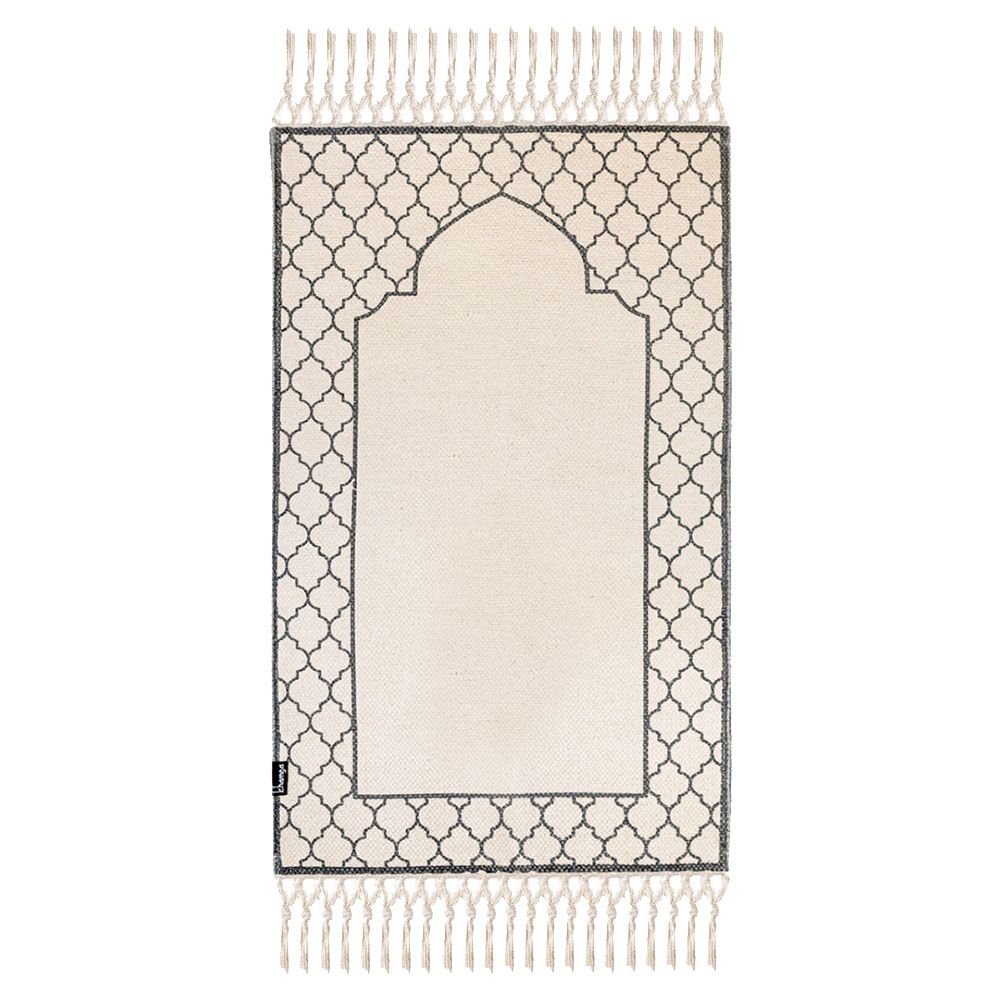 Khamsa - Arabic Style Ramadi Prayer Mat For Adult 100% Cotton - Grey