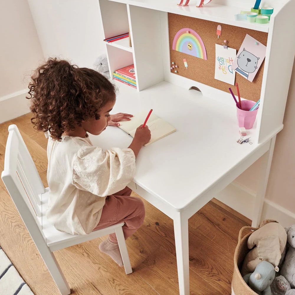 Homesmiths - Wooden Junior Study Desk w/ Shelves & Drawer - White