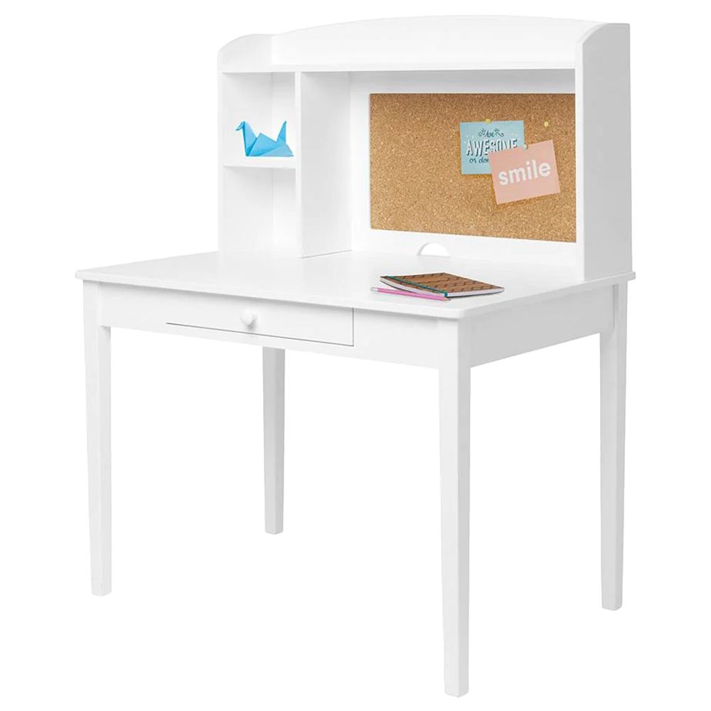 Homesmiths - Wooden Junior Study Desk w/ Shelves & Drawer - White