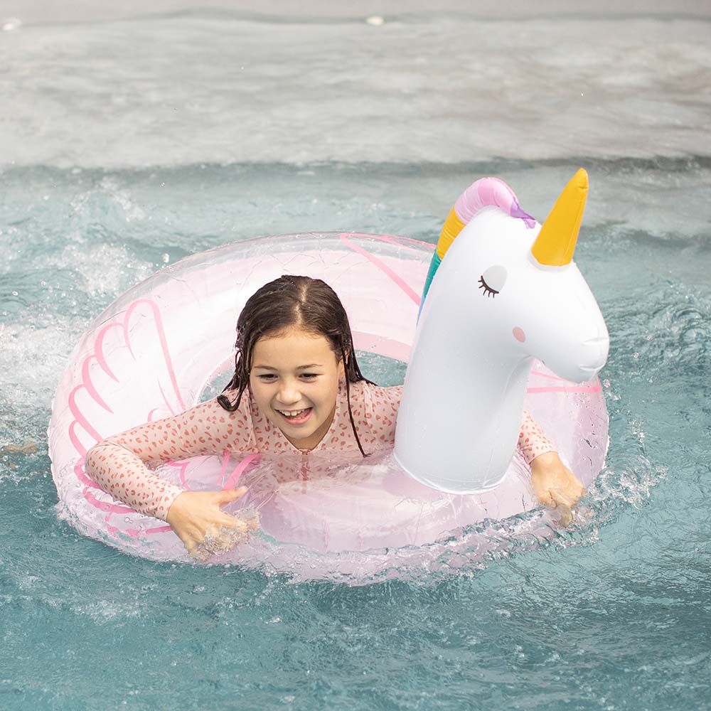 Swim Essentials - Transparent Unicorn Swim Ring - Pink/ White - 104cm