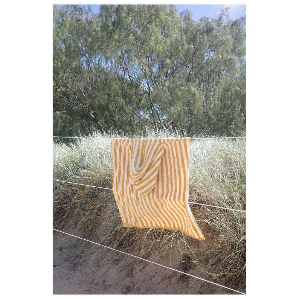 Swim Essentials - Striped Poncho - Yellow