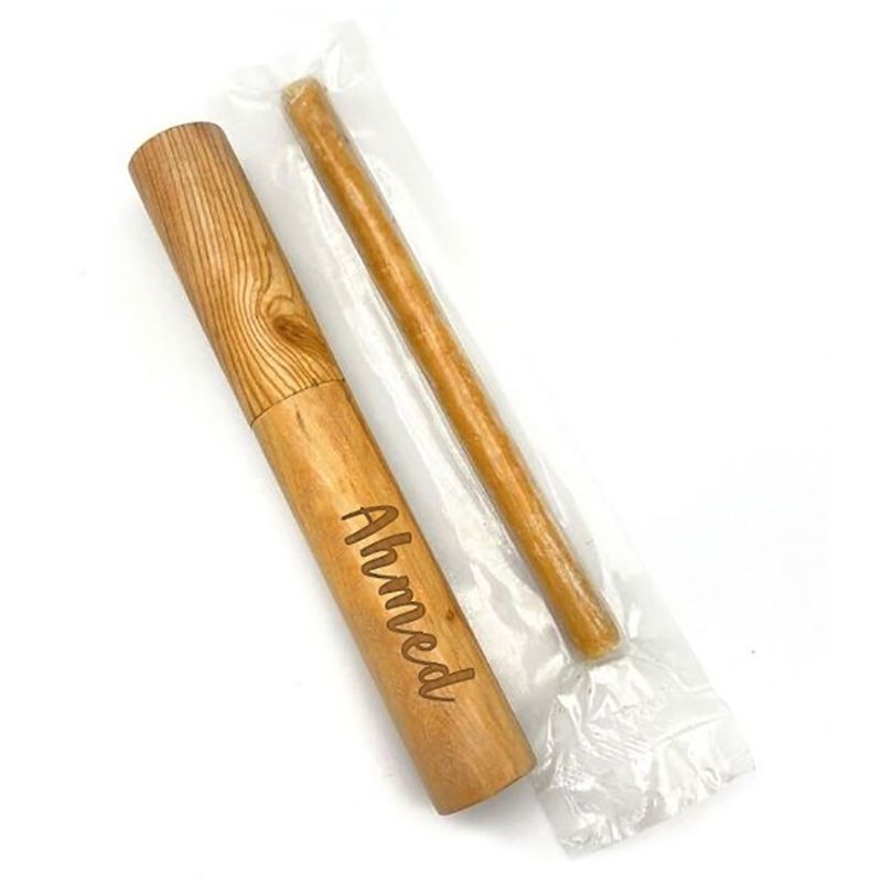 Zayoshe - Personalized Sunnah Care Wooden Miswak Holder With Olive Miswak