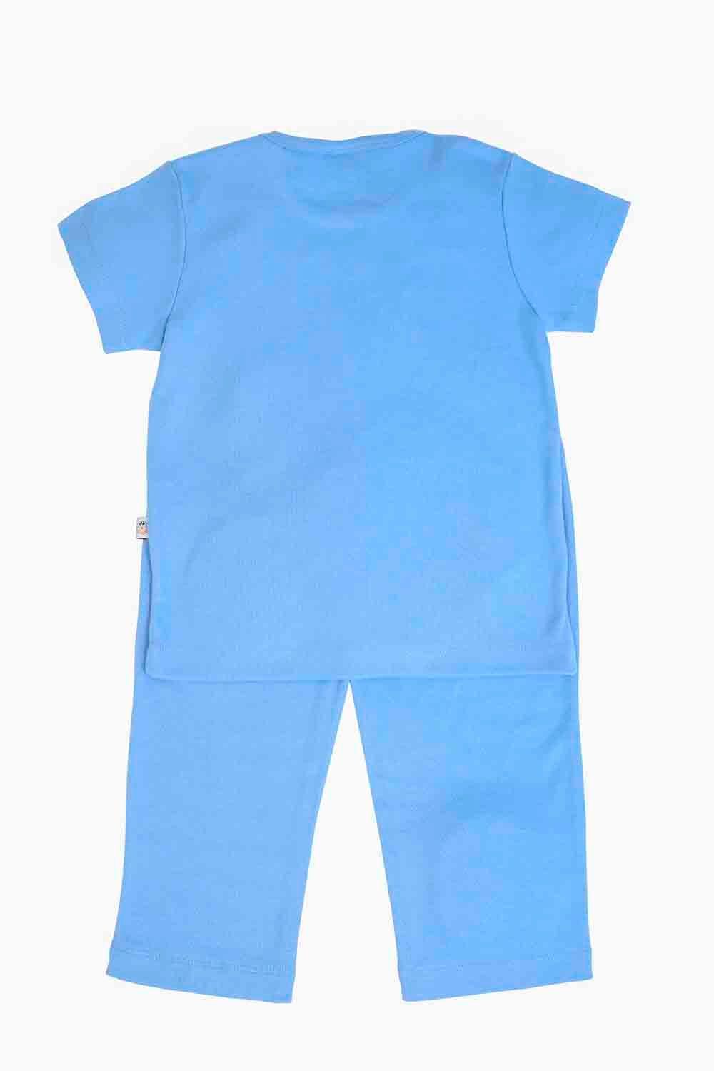 Mi Dulce An'ya - Fluffy Embroidered Sheep Nightsuit For Boys - Blue