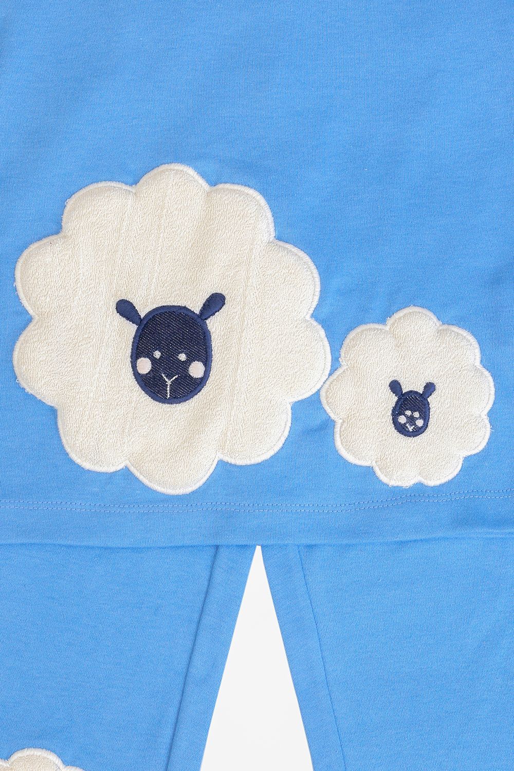 Mi Dulce An'ya - Fluffy Embroidered Sheep Nightsuit For Boys - Blue