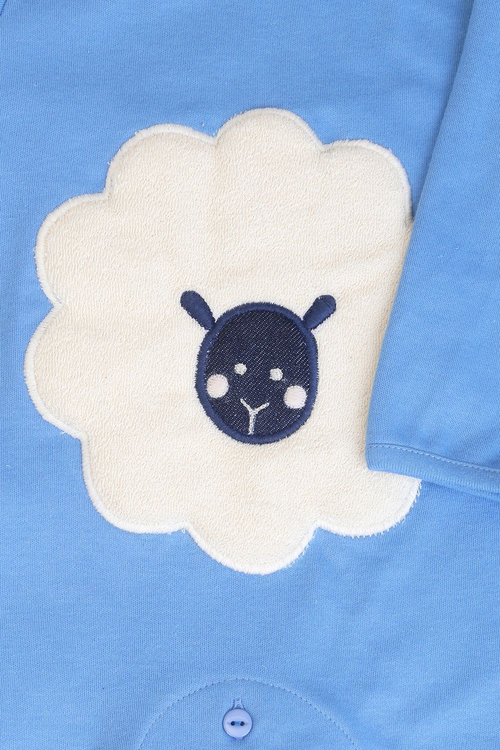 Mi Dulce An'ya - Fluffy Embroidered Sheep Sleepsuit For Boys - Blue