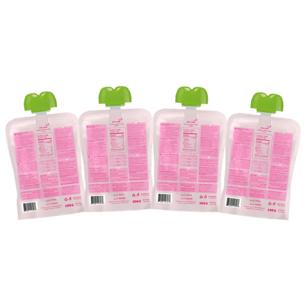 Hummum - Baby Puree Pouches - Strawberry, Apple & Banana - Pack of 4 - 100 gm