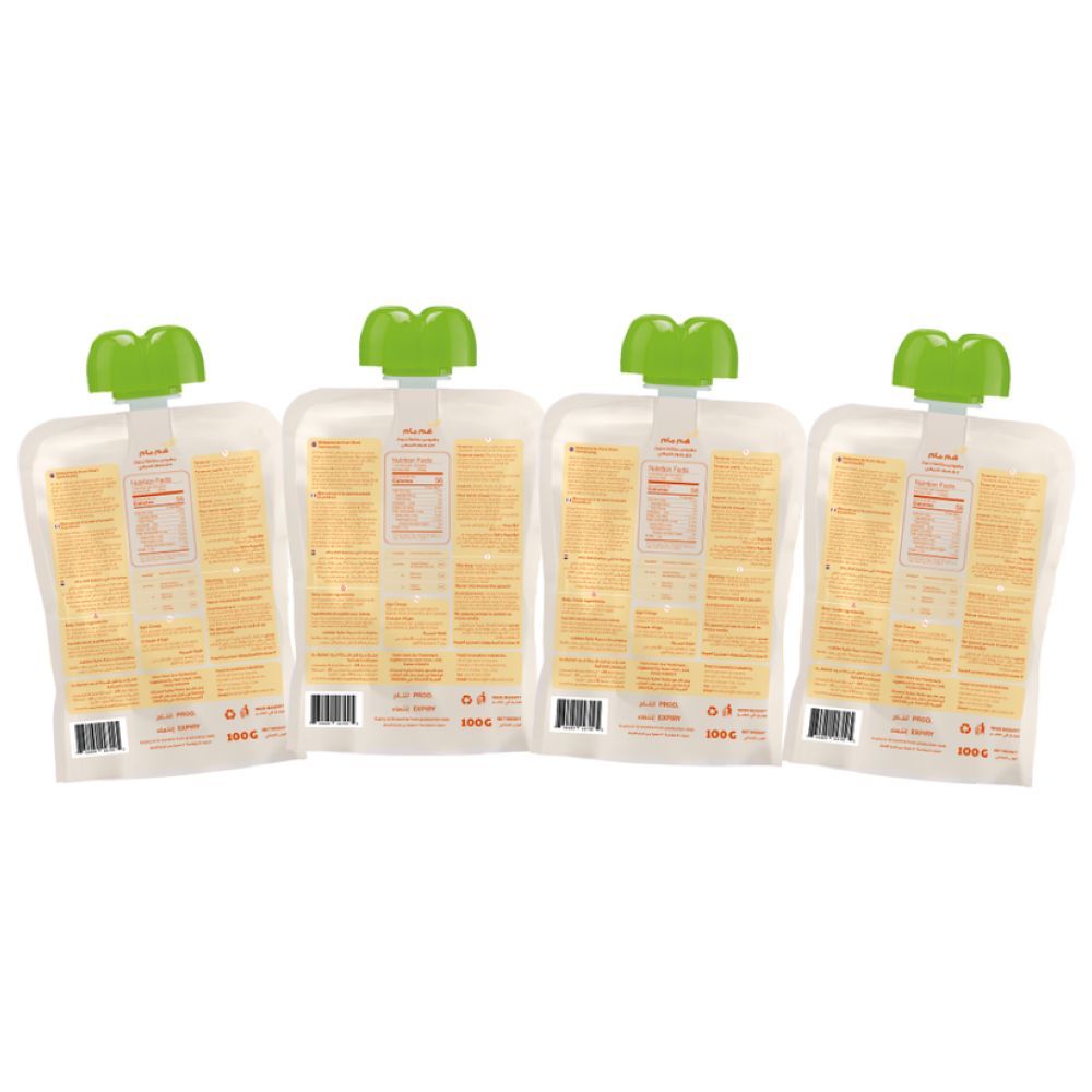 Hummum - Baby Puree Pouches - Banana, Sweet Potato & Carrot - Pack of 4 - 100 gm