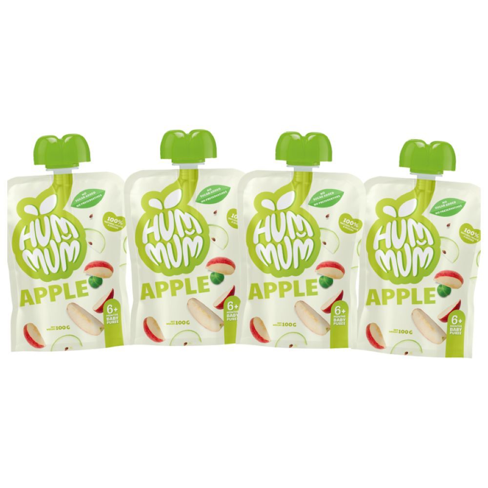 Hummum - Baby Puree Pouches - Apple - Pack of 4 - 100 gm