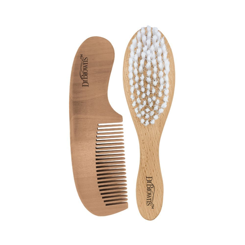 Dr. Browns - Soft Brush And Comb - Brown/White