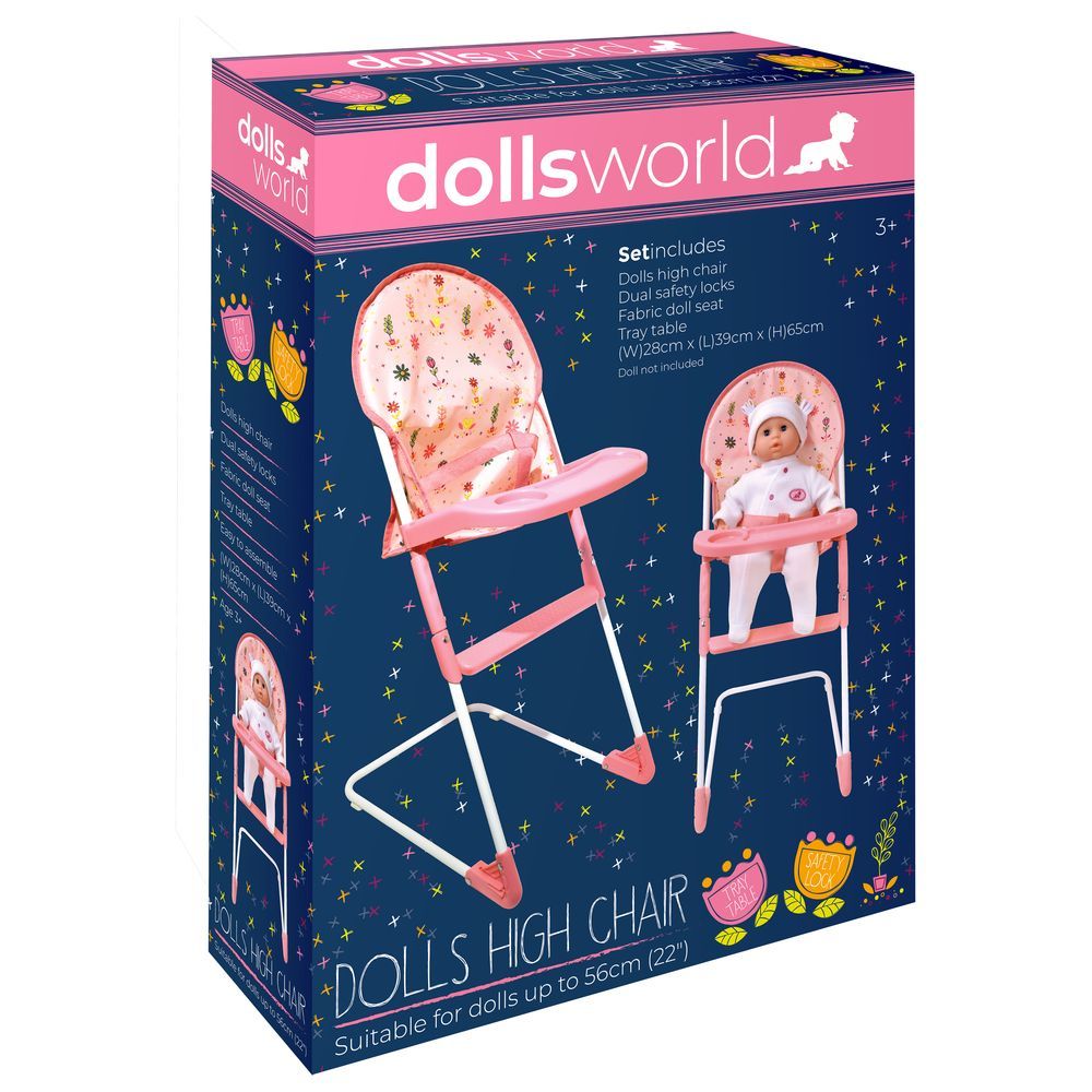 Dollsworld - Baby Dolls High Chair - Pink/White