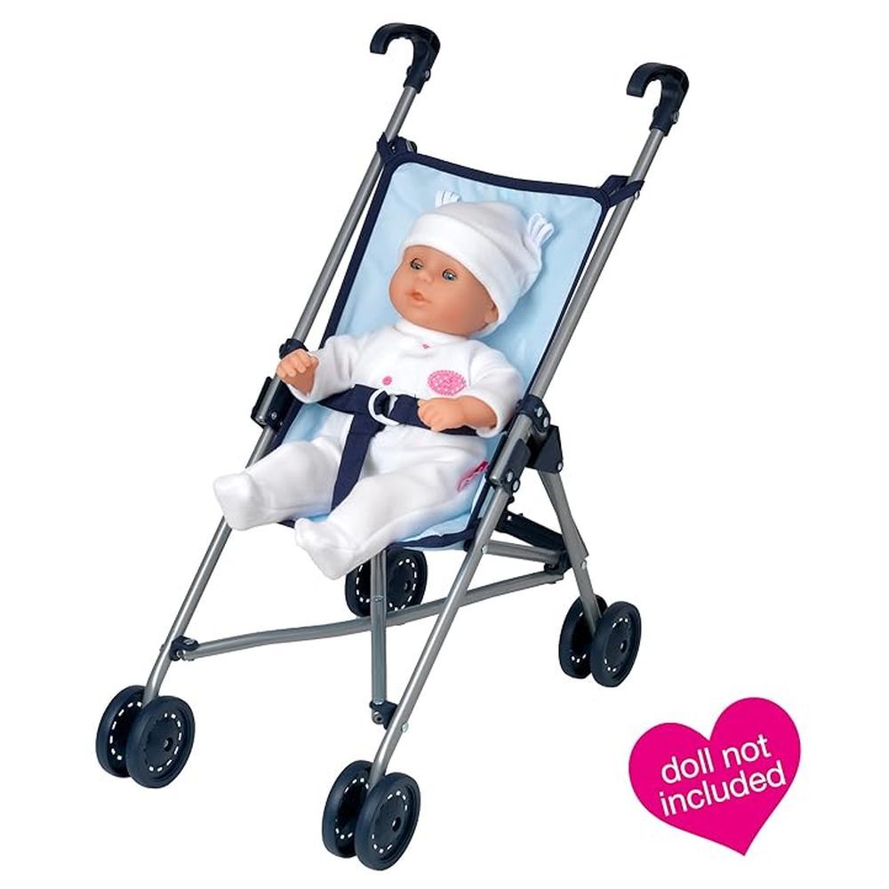 Dollsworld - Foldable Baby Doll Stroller Pram - Sky Blue