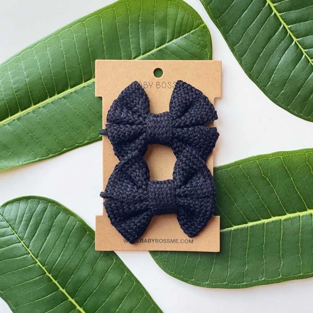 Baby Boss - Kids Hair Tie Bow - Black - 2pcs