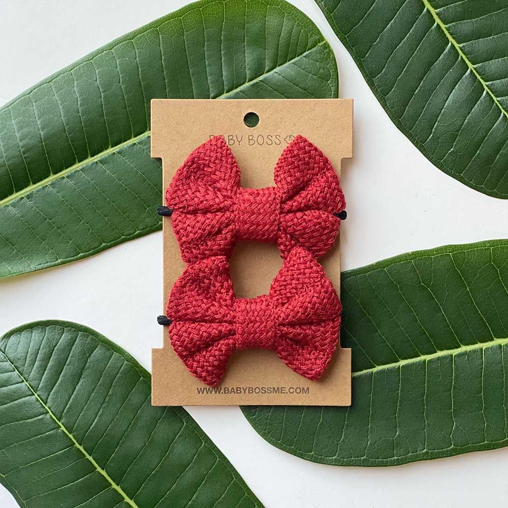 Baby Boss - Kids Hair Tie Bow - Red - 2pcs