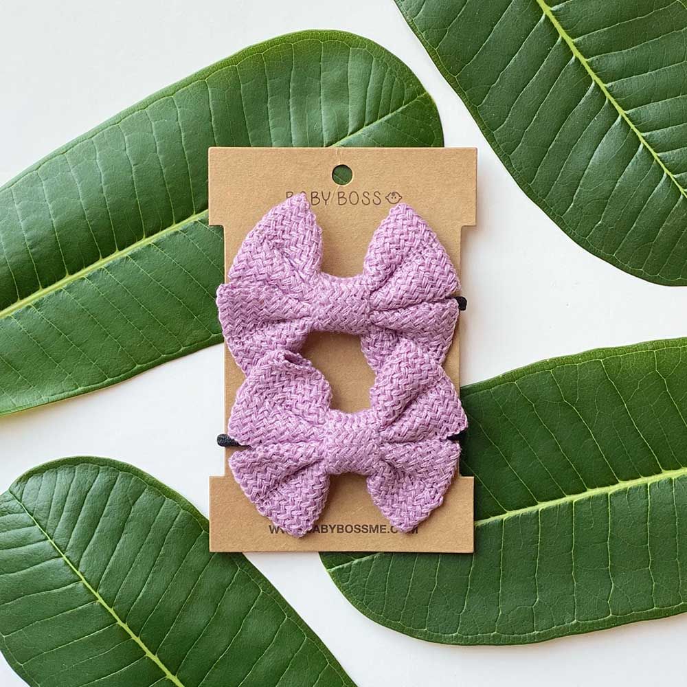 Baby Boss - Kids Hair Tie Bow - Purple - 2pcs