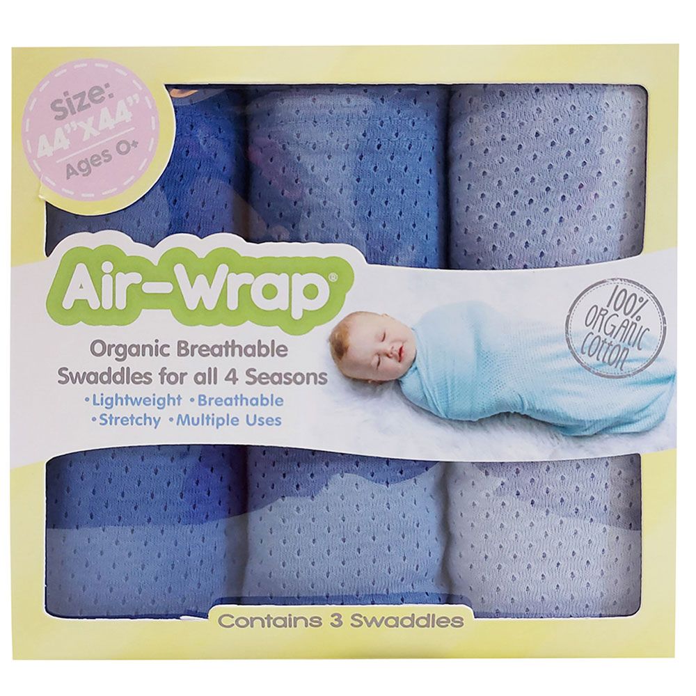 Woombie - Organic Old Fashioned Air Wraps - 3 Blues