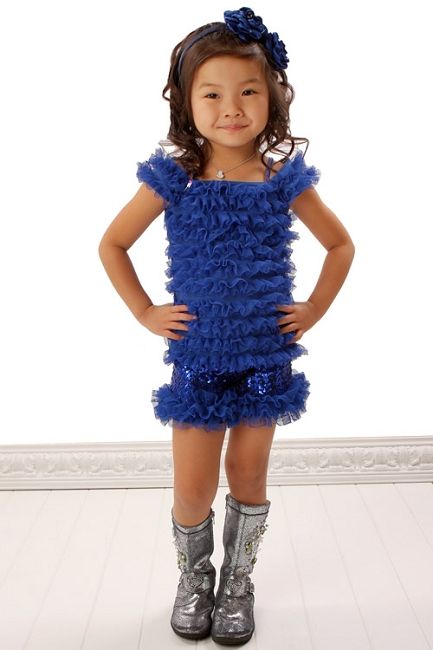 Twirl Royal Blue Sequin Tulle Ruffled Shorts   