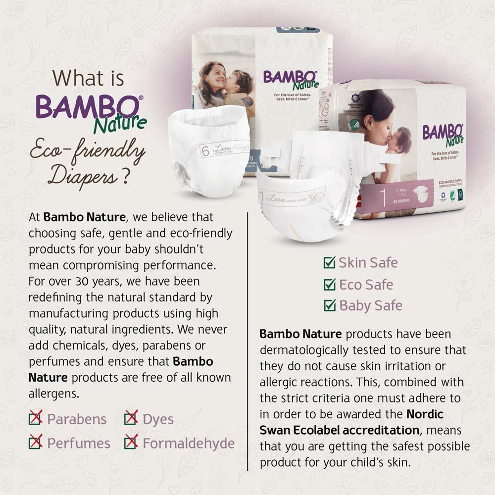 Bambo Nature Eco - Friendly Diapers Mega Pack - Size 3, 4-8Kg - 174pcs - Pack of 6