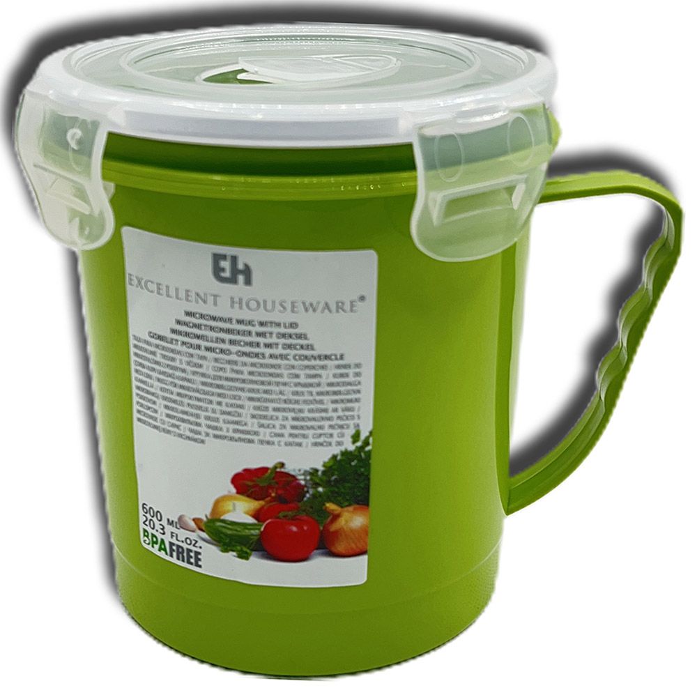 Excellent Houseware - Microware Cup W/ A Lid 600ml - Green