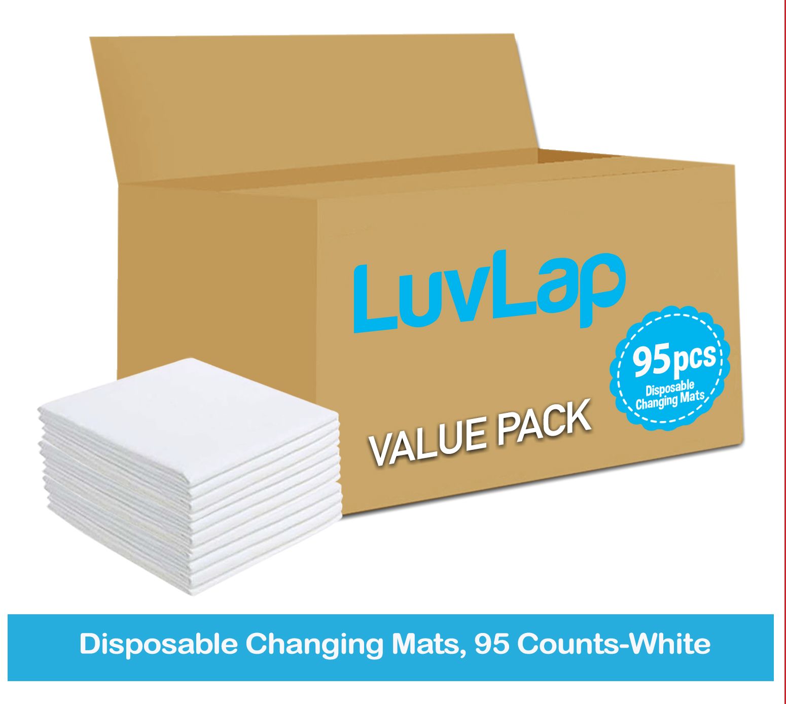 Luvlap - Disposable Changing Mats, 95 Counts-White