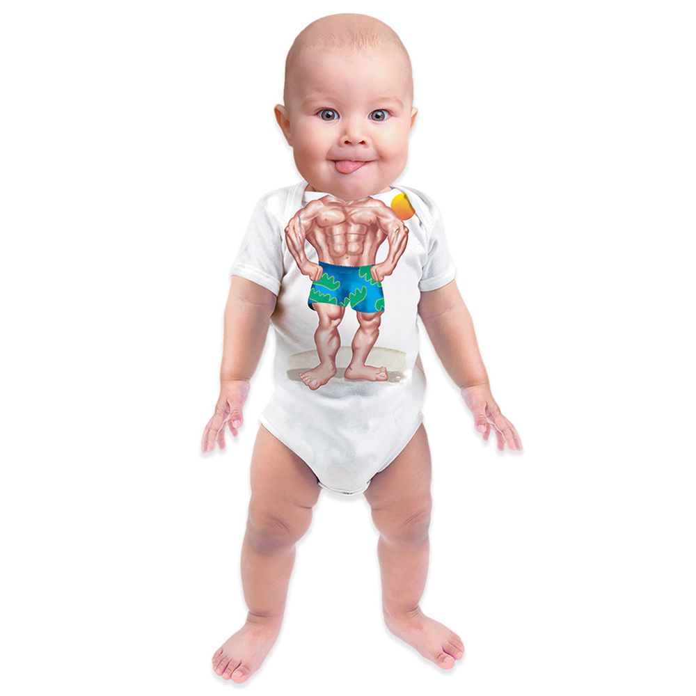 Just Add A Kid - Muscle Boy Printed Romper