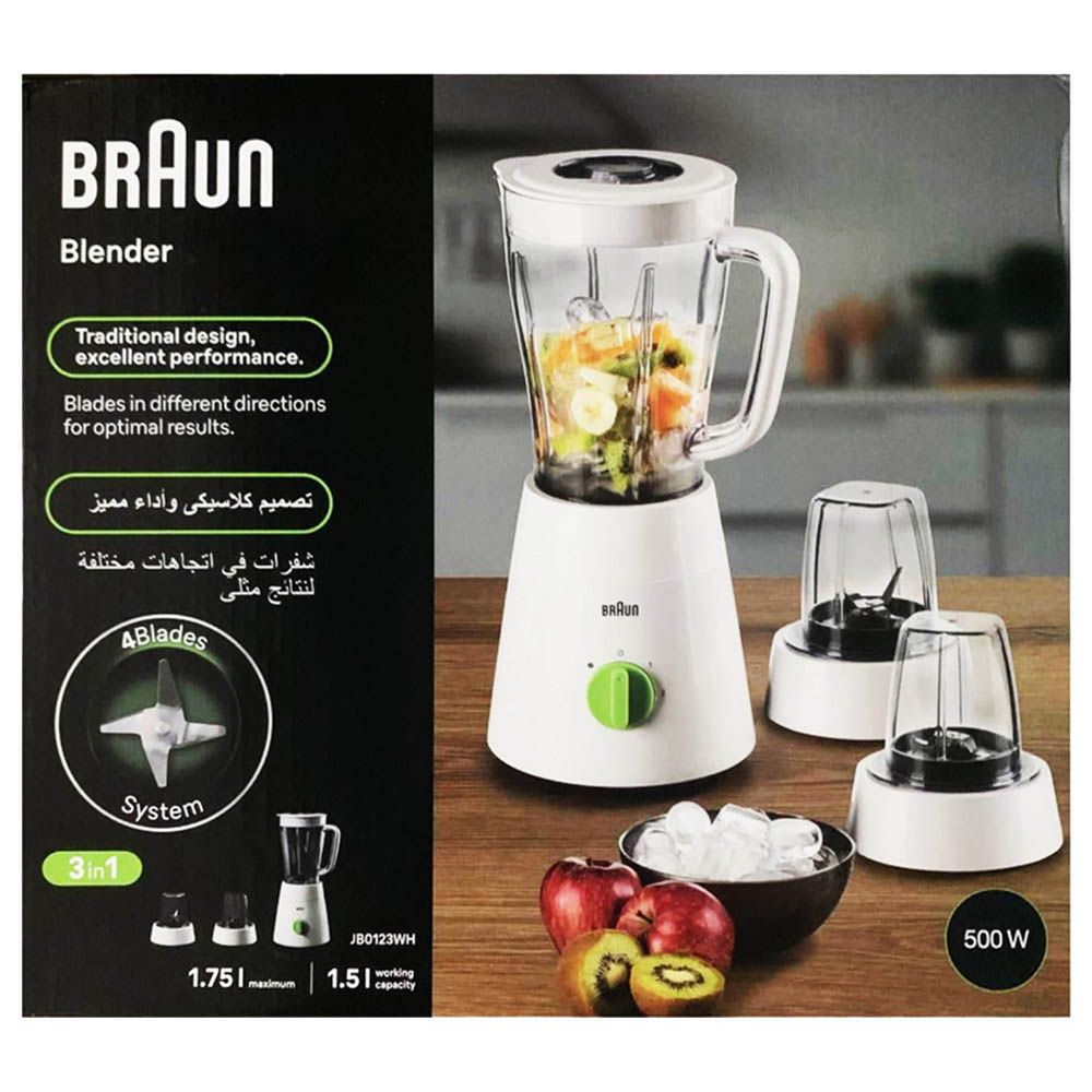 Braun - PowerBlend 1 Jug Blender - White - 500 W