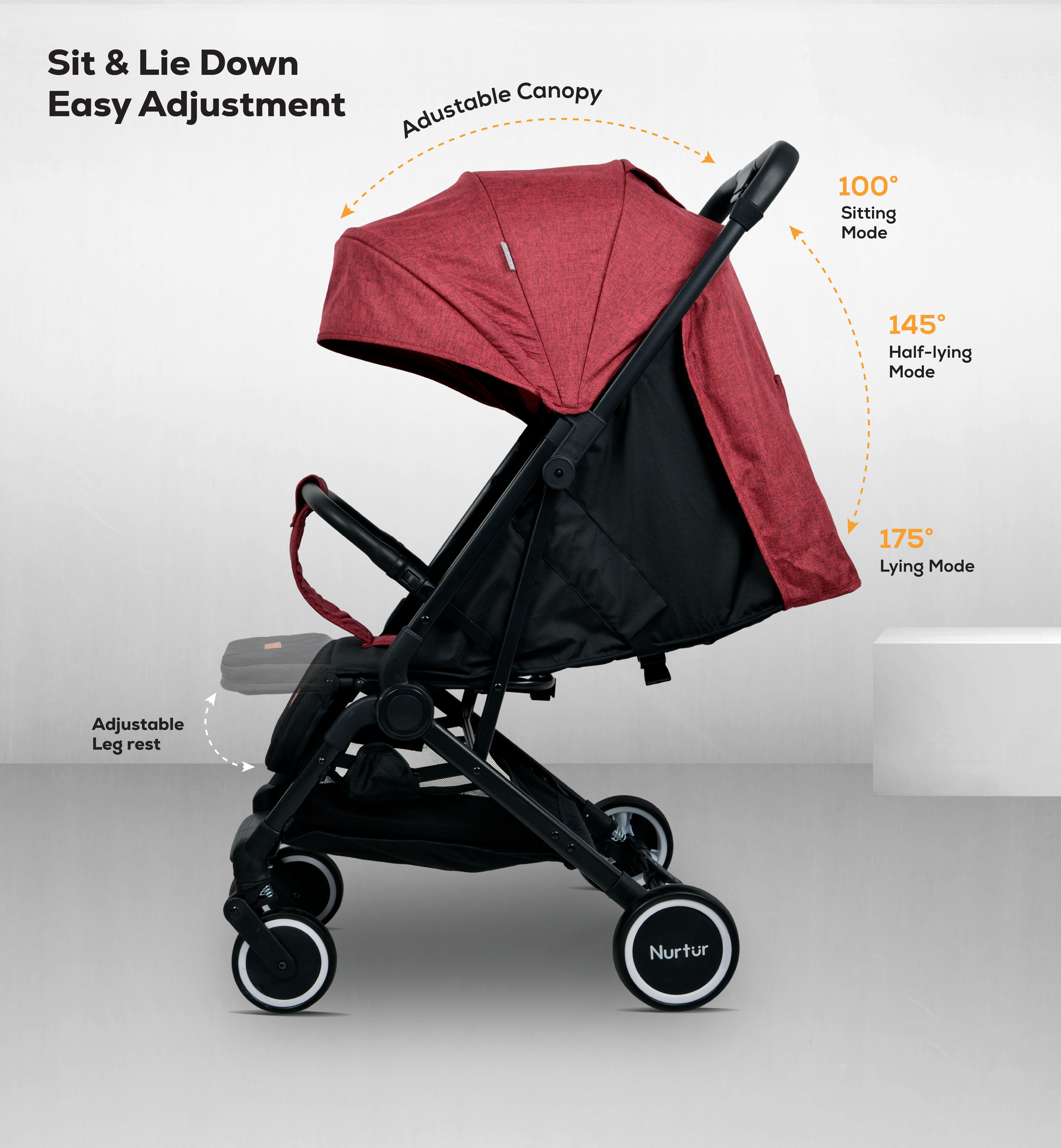 Nurtur - Baby Travel Stroller - Black/Red