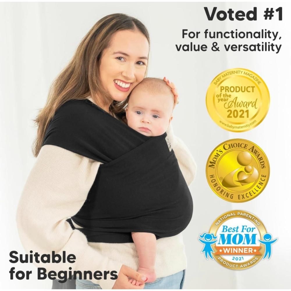 Keababies - Baby Wrap Carrier - Trendy Black