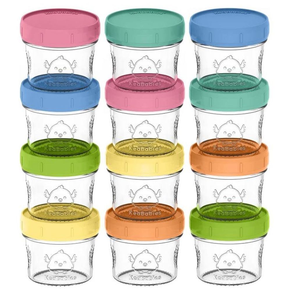 Keababies - Prep Jars Glass Baby Food Containers - 12pcs - Kea