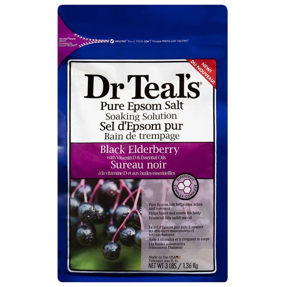 Dr Teal's - Epsom Bath Salt Black Elderberry - 1.36Kg