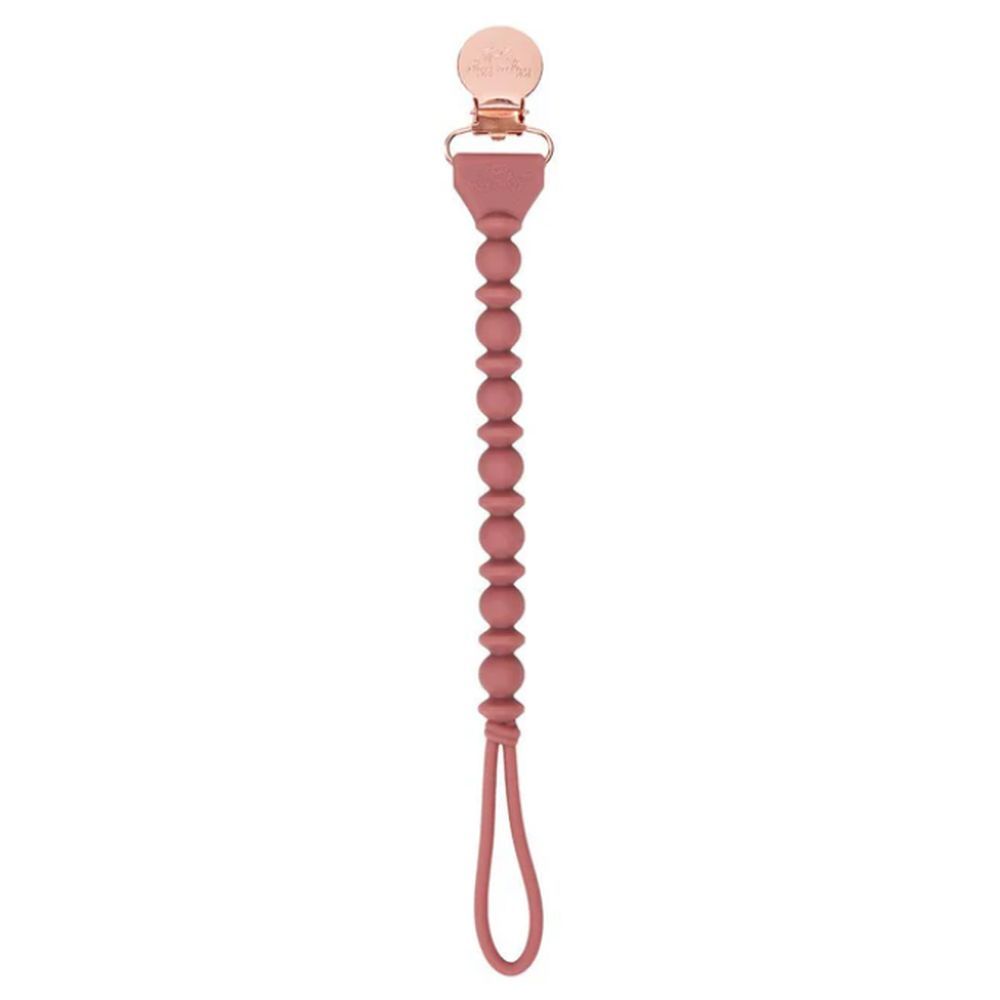 Itzy Ritzy - Sweetie Strap Silicone Pacifier Clip - Rosewood