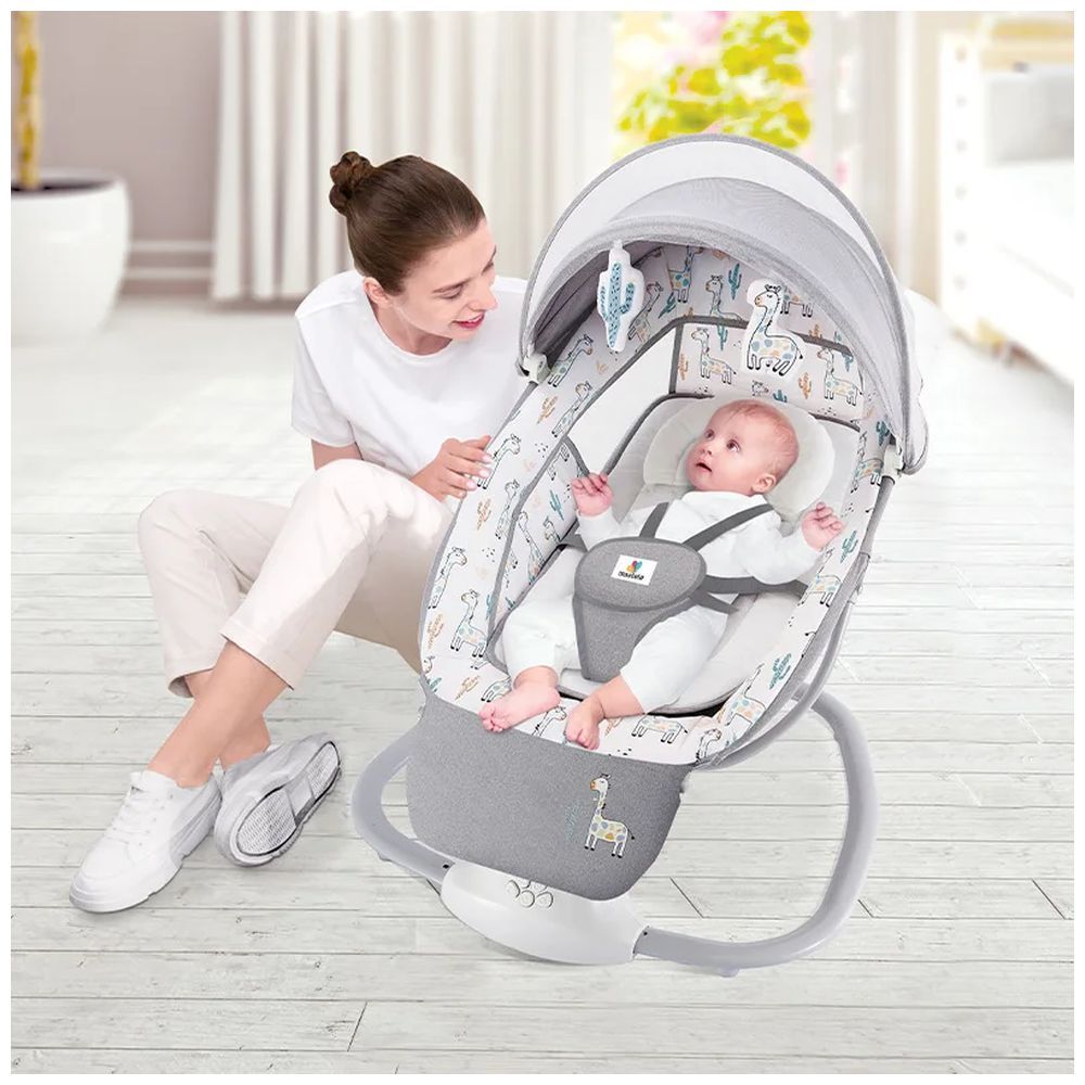 Mastela - 3-In-1 Baby Swing Bassinet Cradle For Newborn - Cactus - Grey