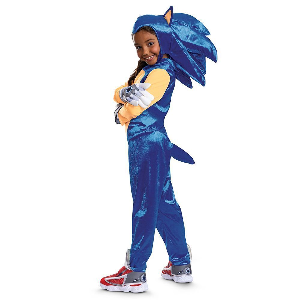 Party Centre - Deluxe Sonic Costume For Kids With Headpiece - 10-12Y