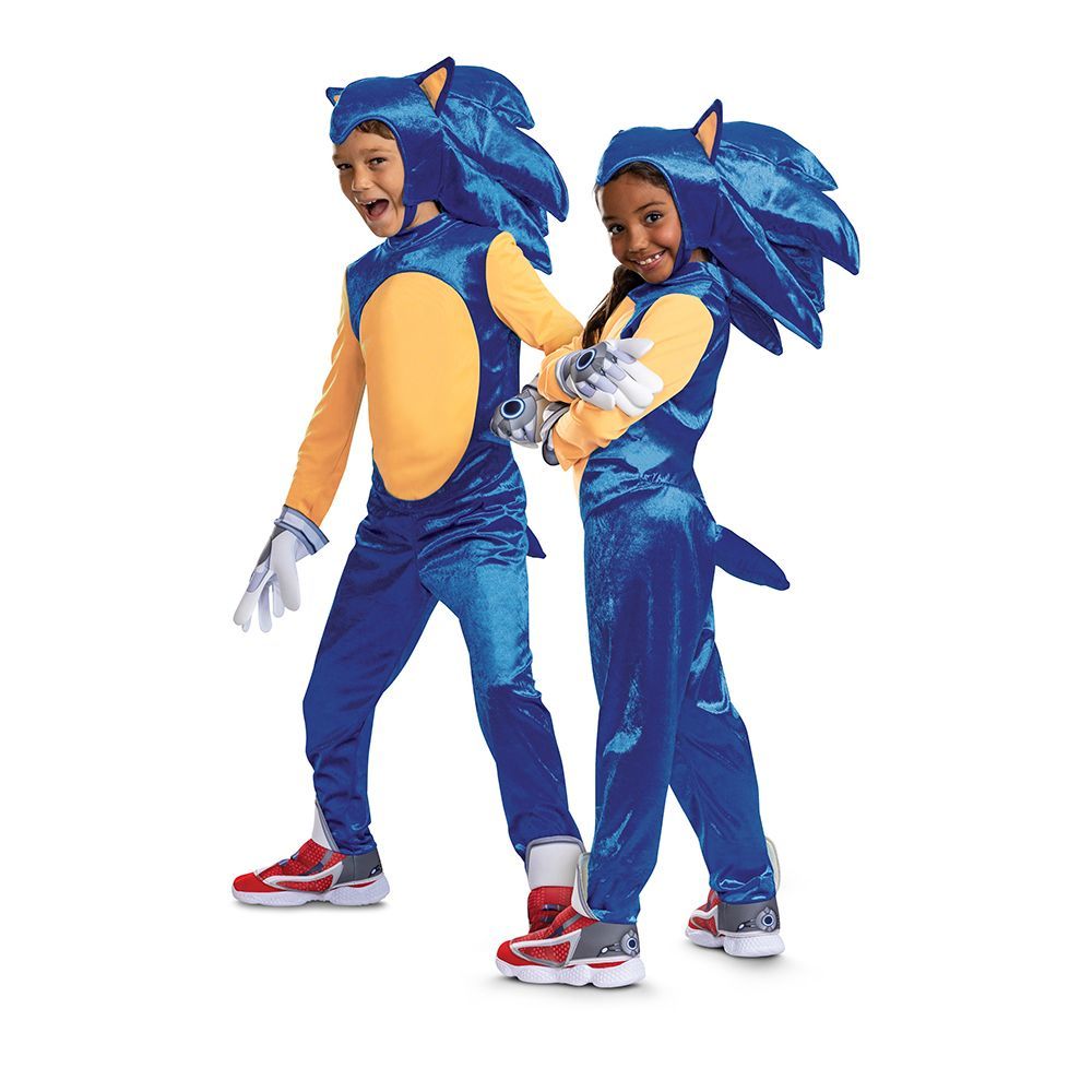 Party Centre - Deluxe Sonic Costume For Kids With Headpiece - 10-12Y