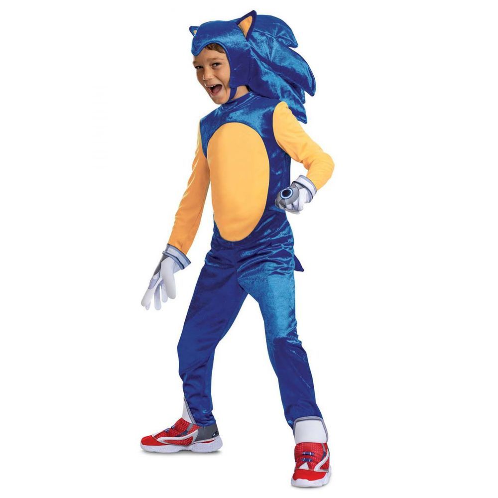 Party Centre - Deluxe Sonic Costume For Kids With Headpiece - 7-8Y