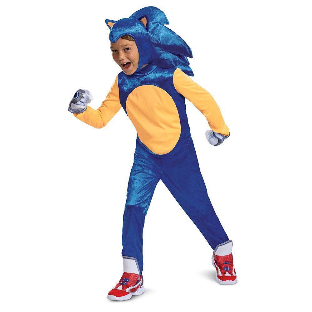 Party Centre - Deluxe Sonic Costume For Kids With Headpiece - 7-8Y